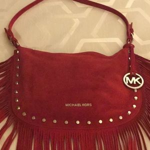 Michael Kors Red Suede Hobo Bag